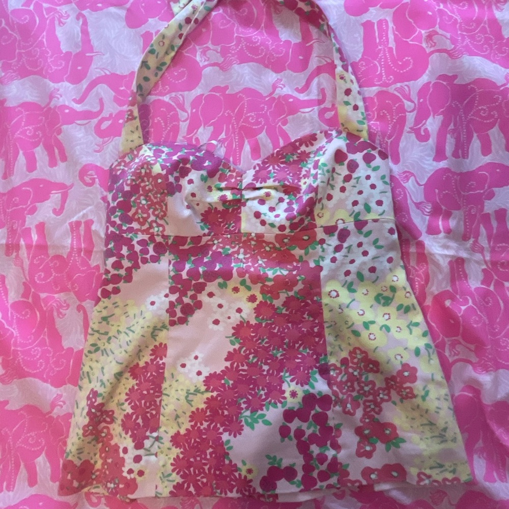 Lilly Pulitzer Pink and Green Floral top